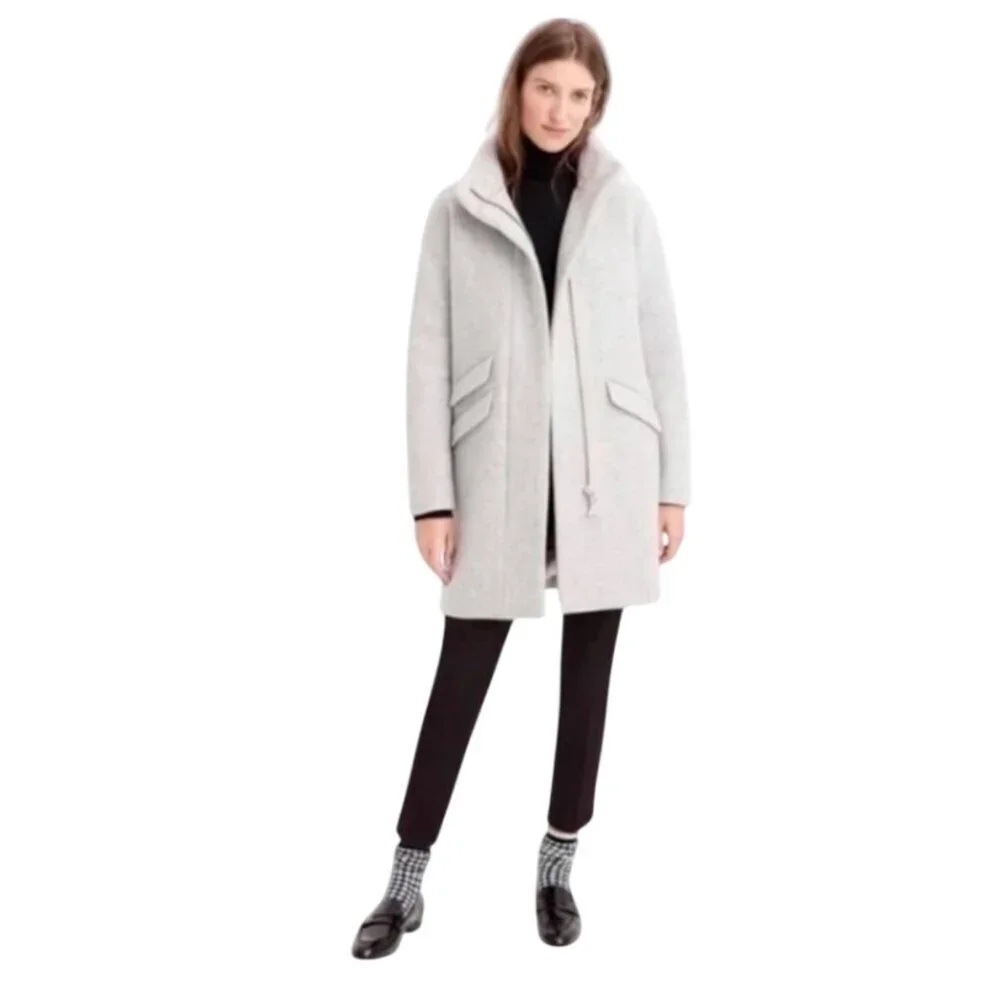 NWOT JCREW Cocoon Coat Jacket Womens 2 Gray Italian Stadium Cloth Wool J5536 NEW